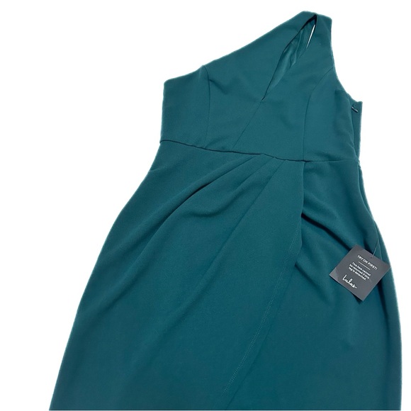 NWT Lulu*s So Flirty Green One-Shoulder Cutout Asymmetrical Dress Stretch Crepe - Picture 7 of 12